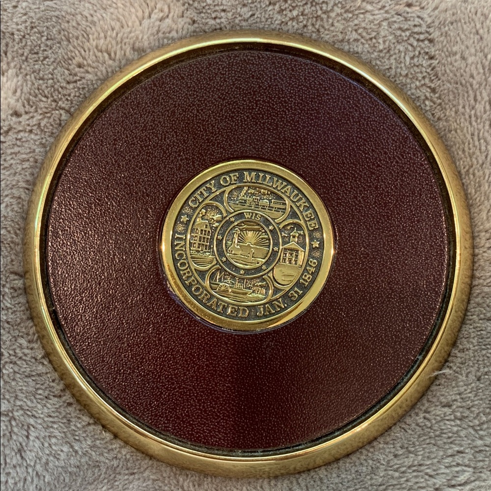 Solid Brass City of Milwaukee Commemorative Coaster